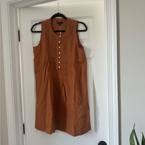Quince Terracotta Linen Sleeveless Swing Dress
